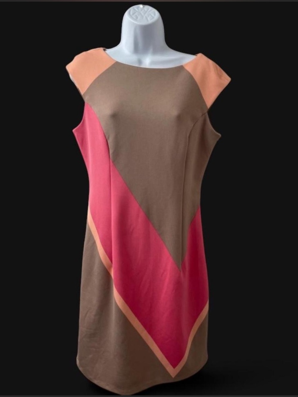 Maggy London Pink and Tan Dress-Size 10